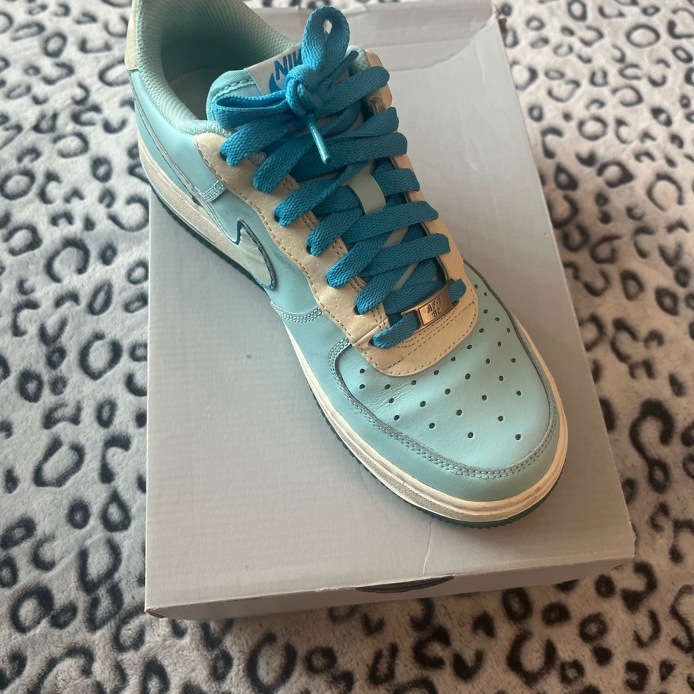 Nike Air Force 1 Low in Light Blue and Beige